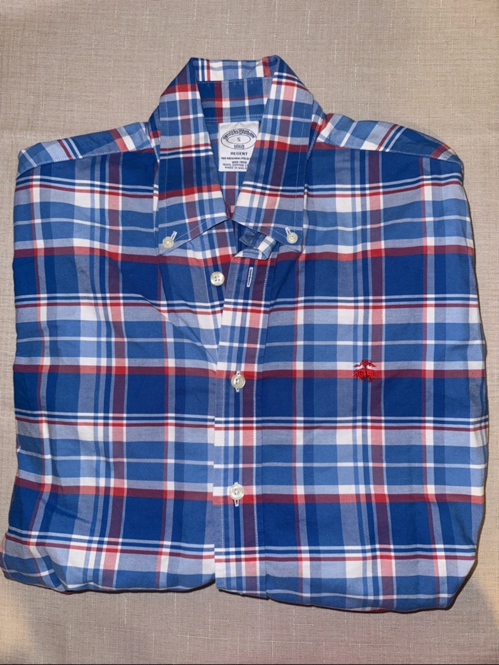 Brooks Brothers Blue and Red Plaid Button-Down Shirt
